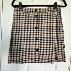 Loft plaid pocket button front skirt